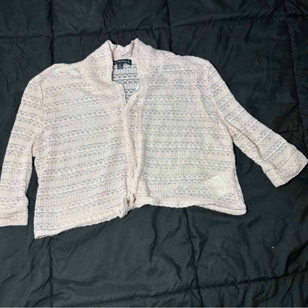 Sequin Hearts Girls Light Pink Knit Sweater
